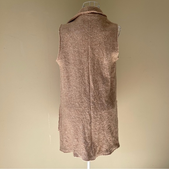 Tahari Long Open front Wool Blend Vest Cardigan Beige/Tan Size S - Picture 7 of 7